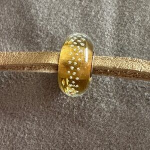 Trollbeads Gold Silver Trace Glass and Sterling Silver Bead